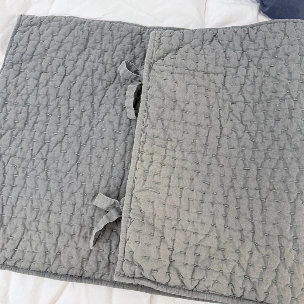 Pottery Barn Pick-Stitch Handcrafted Cotton Linen Quilted Sham